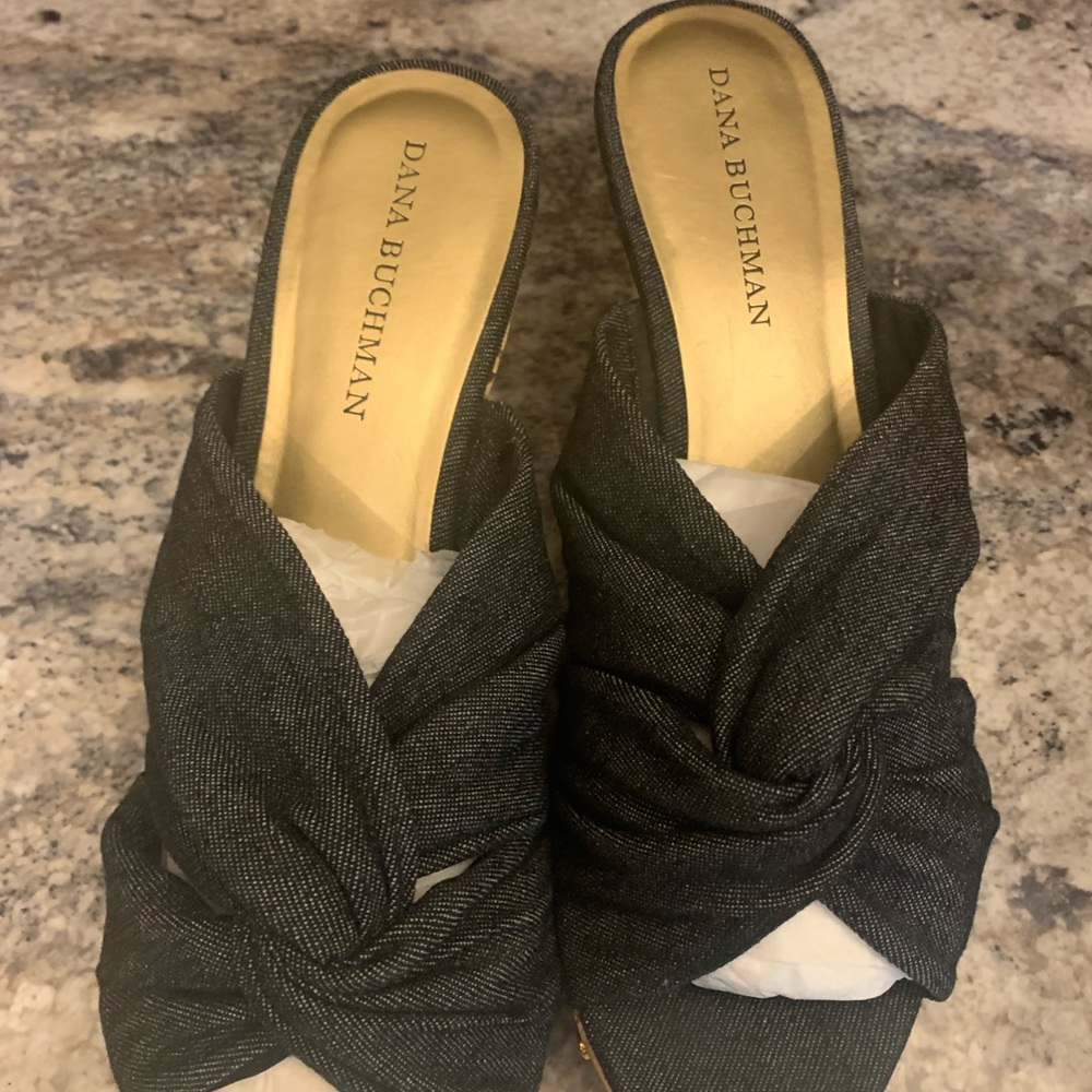 Dana Buchman Denim and Cork Wedges NIB 8.5 - Picture 3 of 6